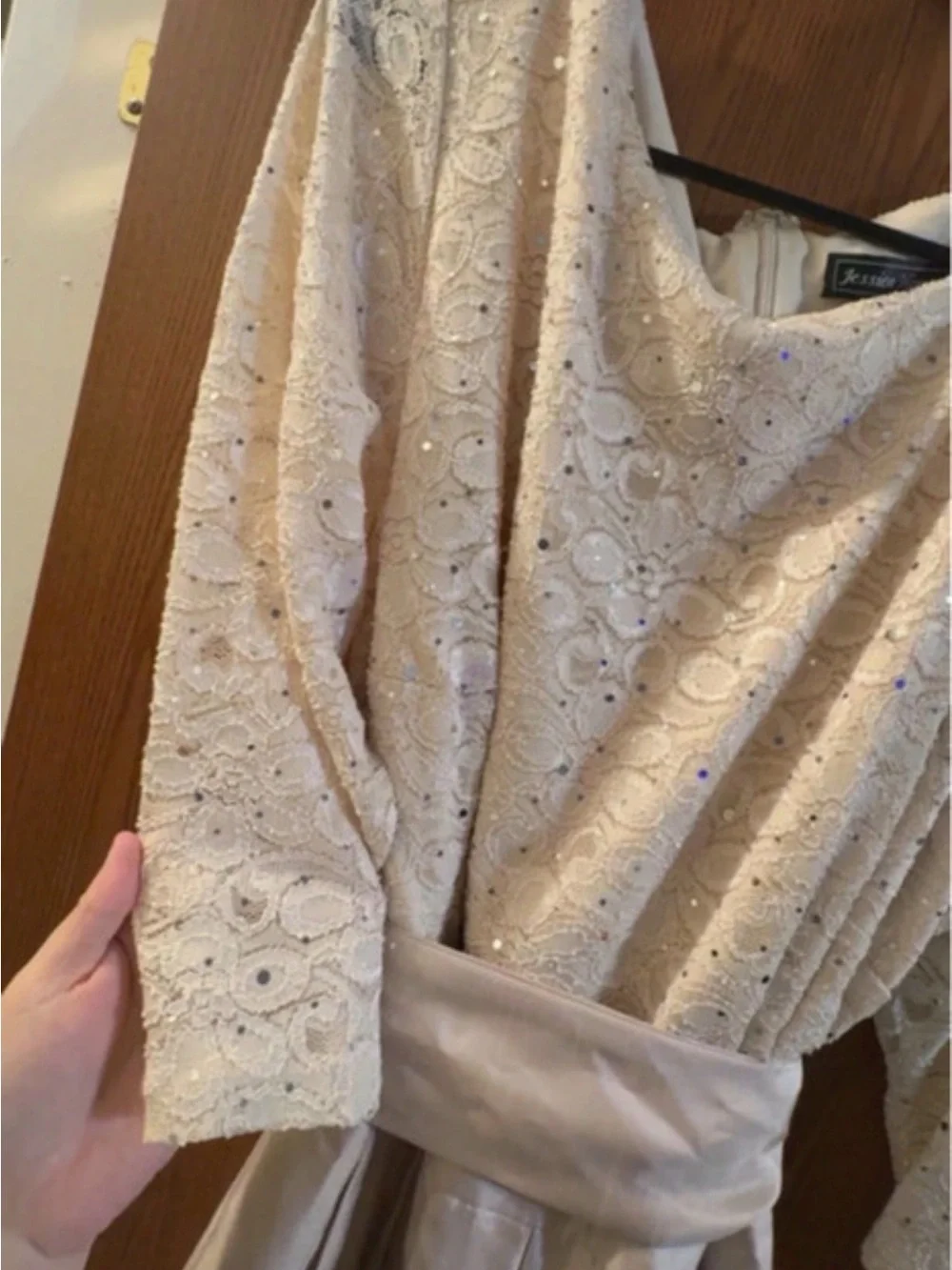 Ivory Lace Bodice & Blush Satin Skirt Cocktail Dress